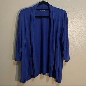 Eileen Fisher Royal Blue 3/4 Sleeve Silk Blend Cardigan Size Small